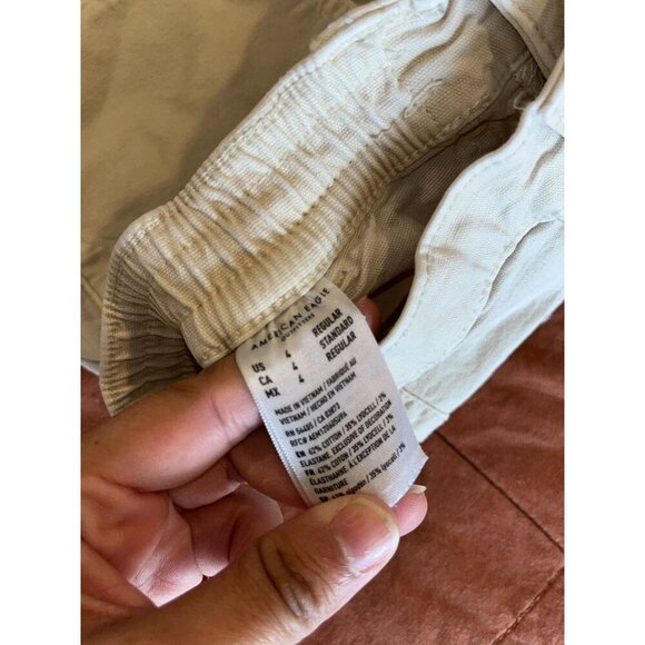 American Eagle Khaki Cargo Pants M Womens Stretch Cotto Size - Picture 6 of 9